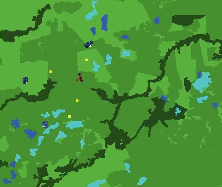 Cenário de Simulação BFT 02, posição inicial de aliados e inimigos.