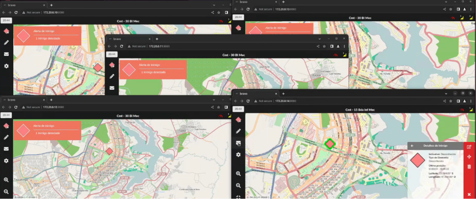 Troca de mensagens bem-sucedida entre os nós.